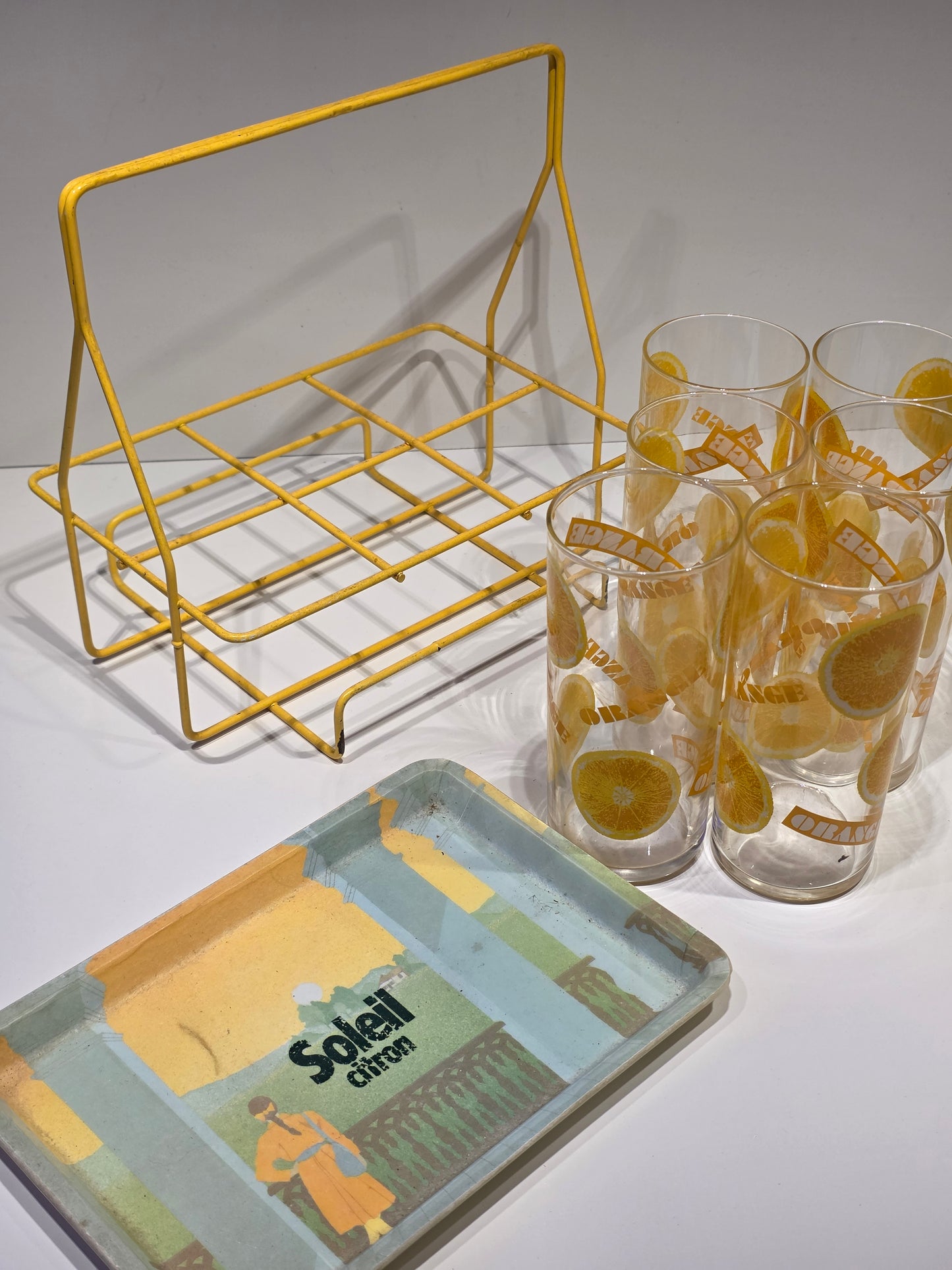 Lot de 6 verres à orangeade et son panier Soleil Citron