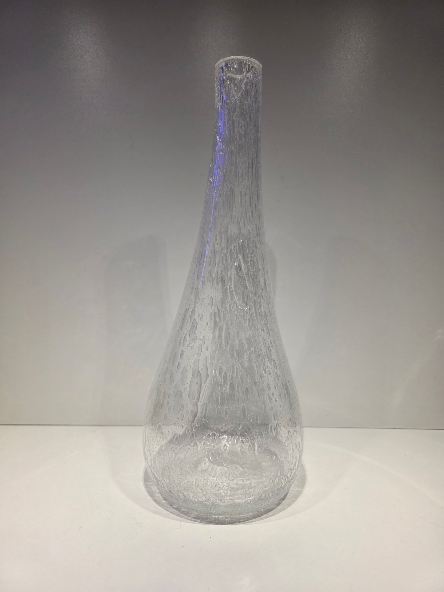 Grand vase verre bullé transparent années 80 style Biot