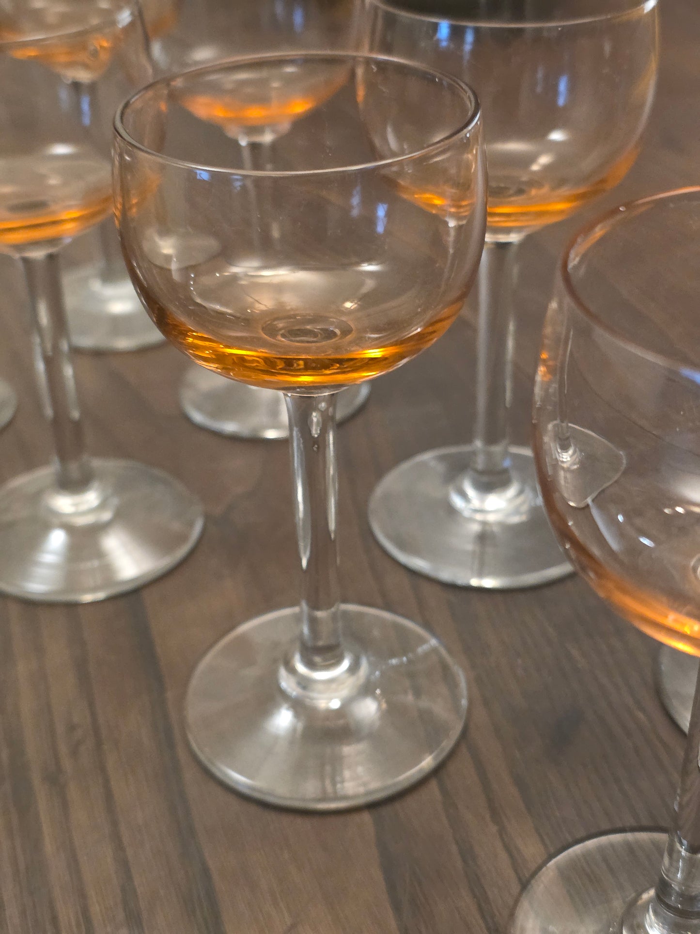 Lot 8 verres ballon en Rosaline années 60/70