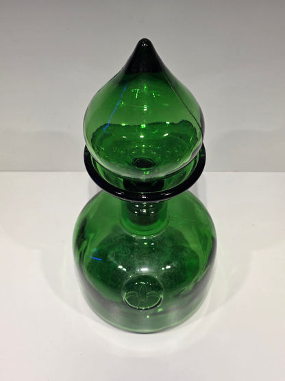 Carafe en verre (style empoli) avec son bouchon en verre soufflé