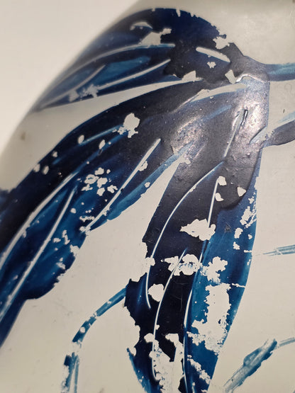 Vase boule verre glacé signé Début 20ème