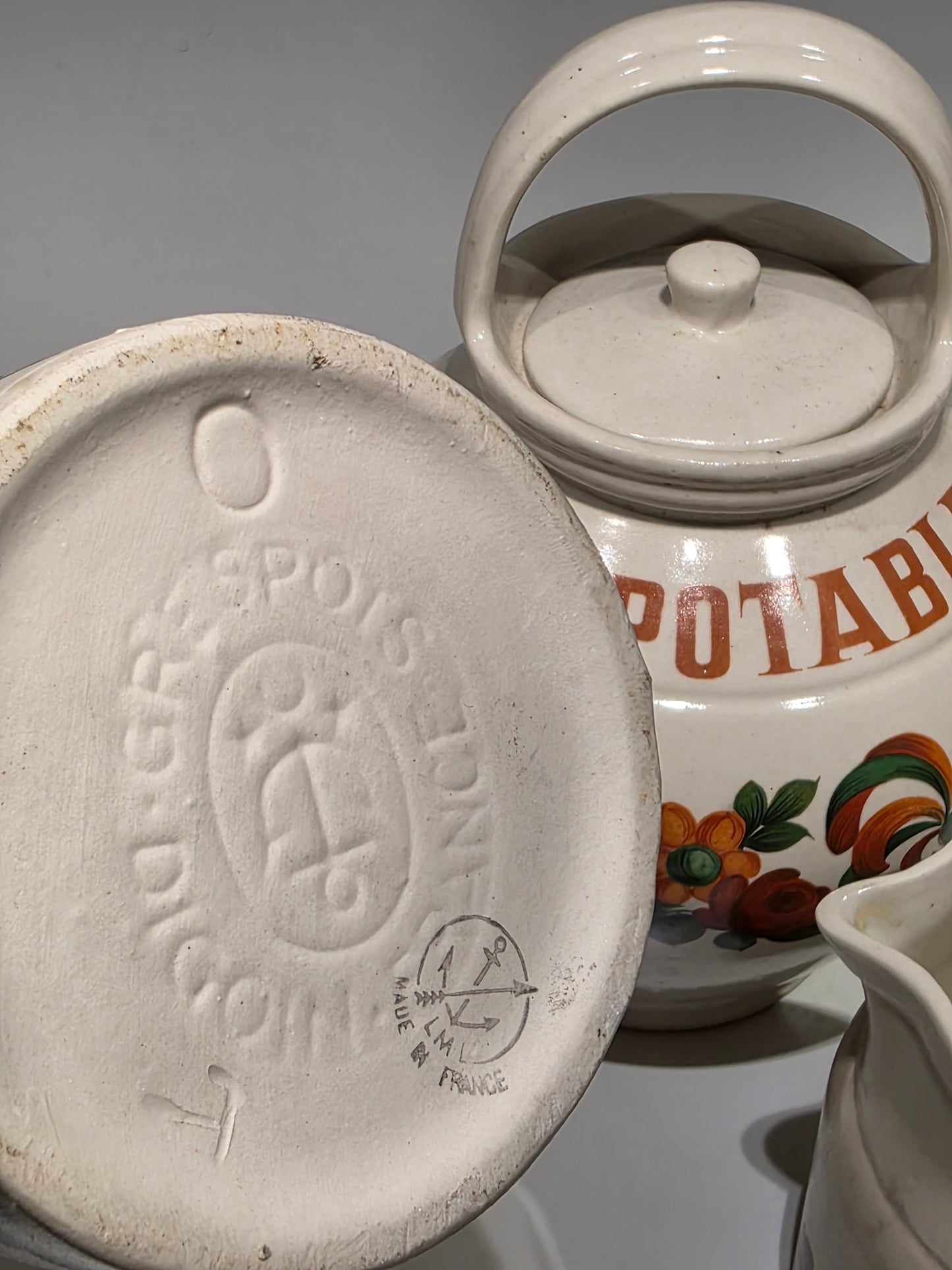 Série Digoin pots et Gargoulette motif coq 🐓