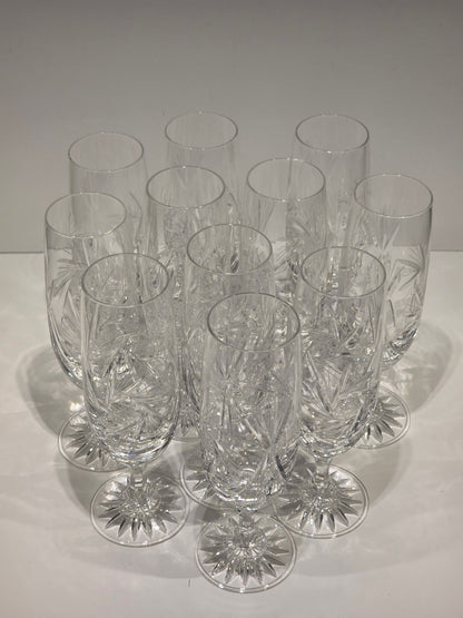 Lot de 11 flûtes Champagne cristal de Bohème