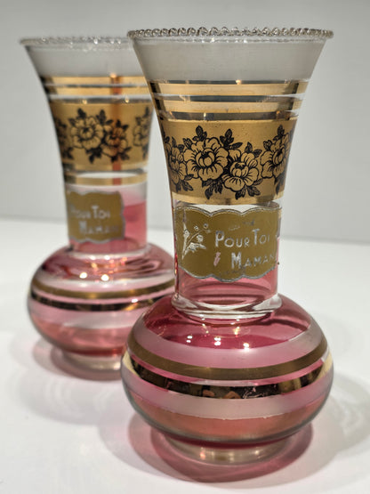 Paire de petits vases Verrerie de Monaco années 50