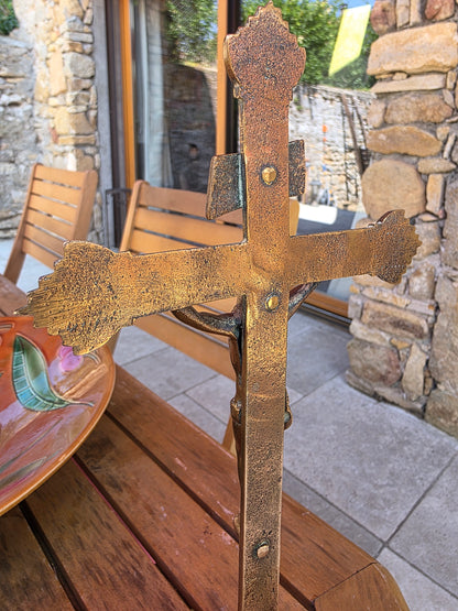 Crucifix laiton du 19ème siècle sur socle ✝️