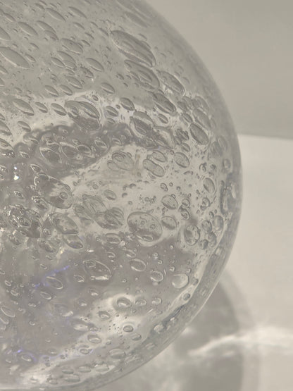 Grand vase verre bullé transparent années 80 style Biot