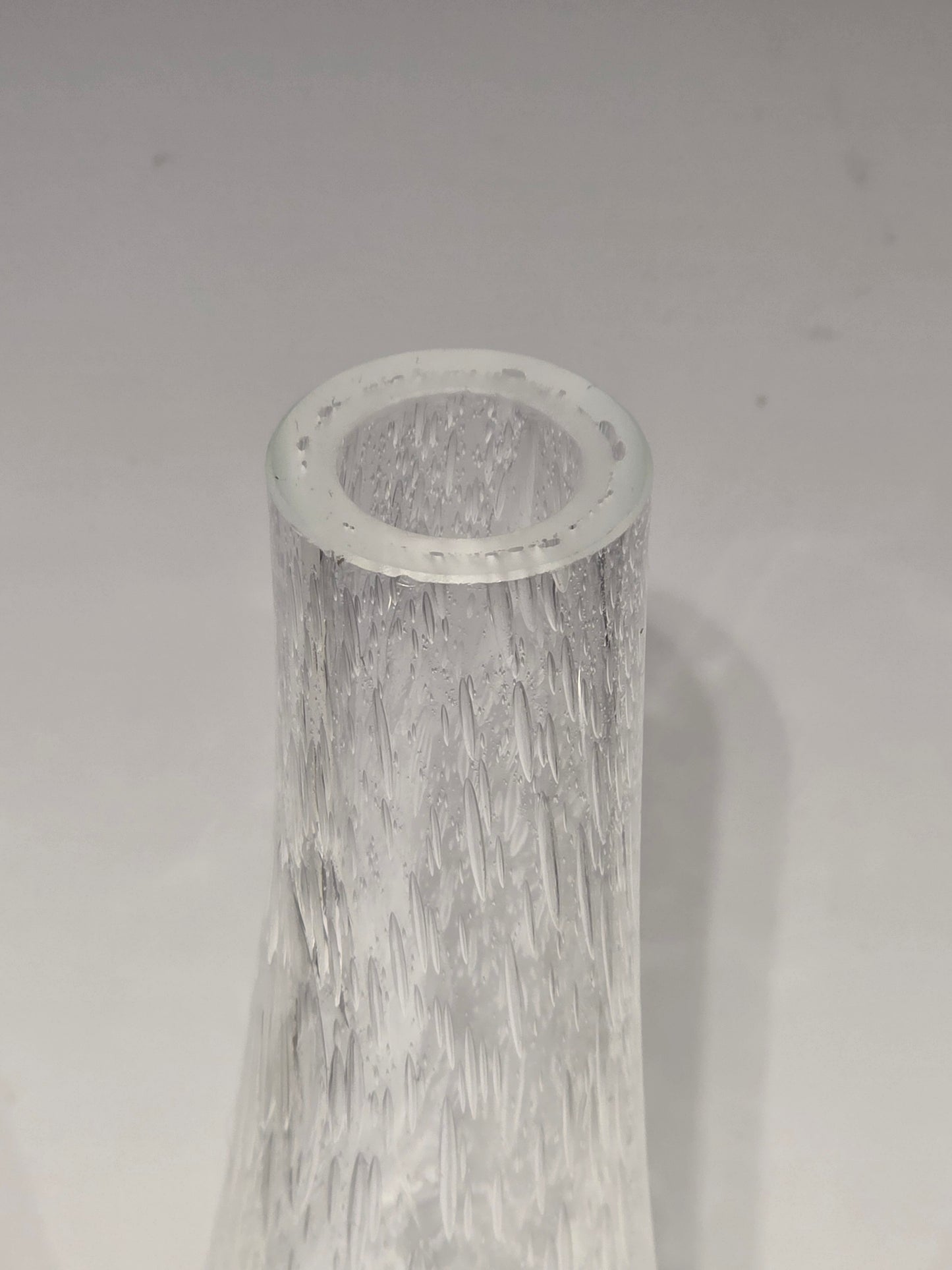 Grand vase verre bullé transparent années 80 style Biot