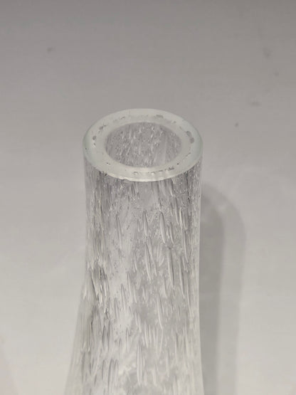 Grand vase verre bullé transparent années 80 style Biot