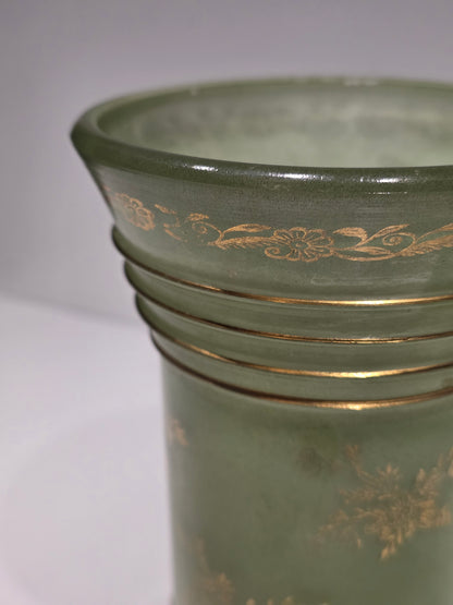 Vase en verre glacé et dorures années 50