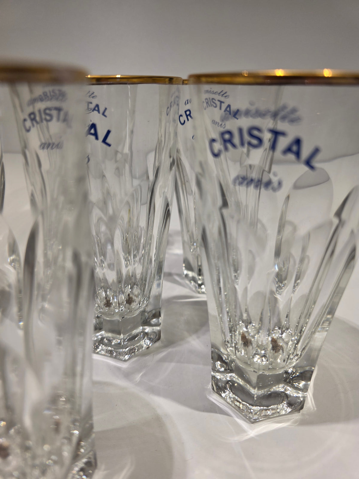 Lot de 6 verres "Cristal" Anis années 70 (état neuf)