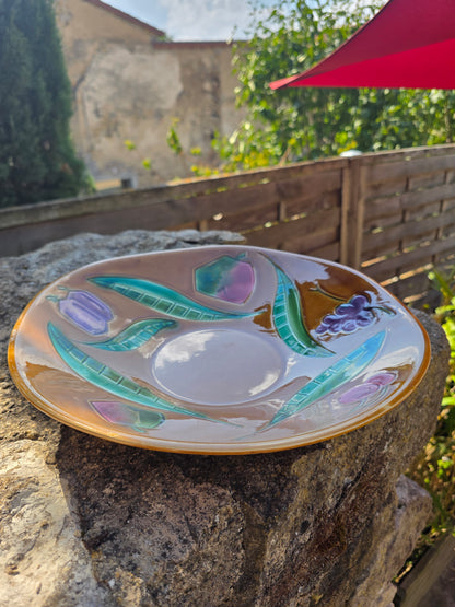 Plat de service en Barbotine style Picasso Sarreguemines