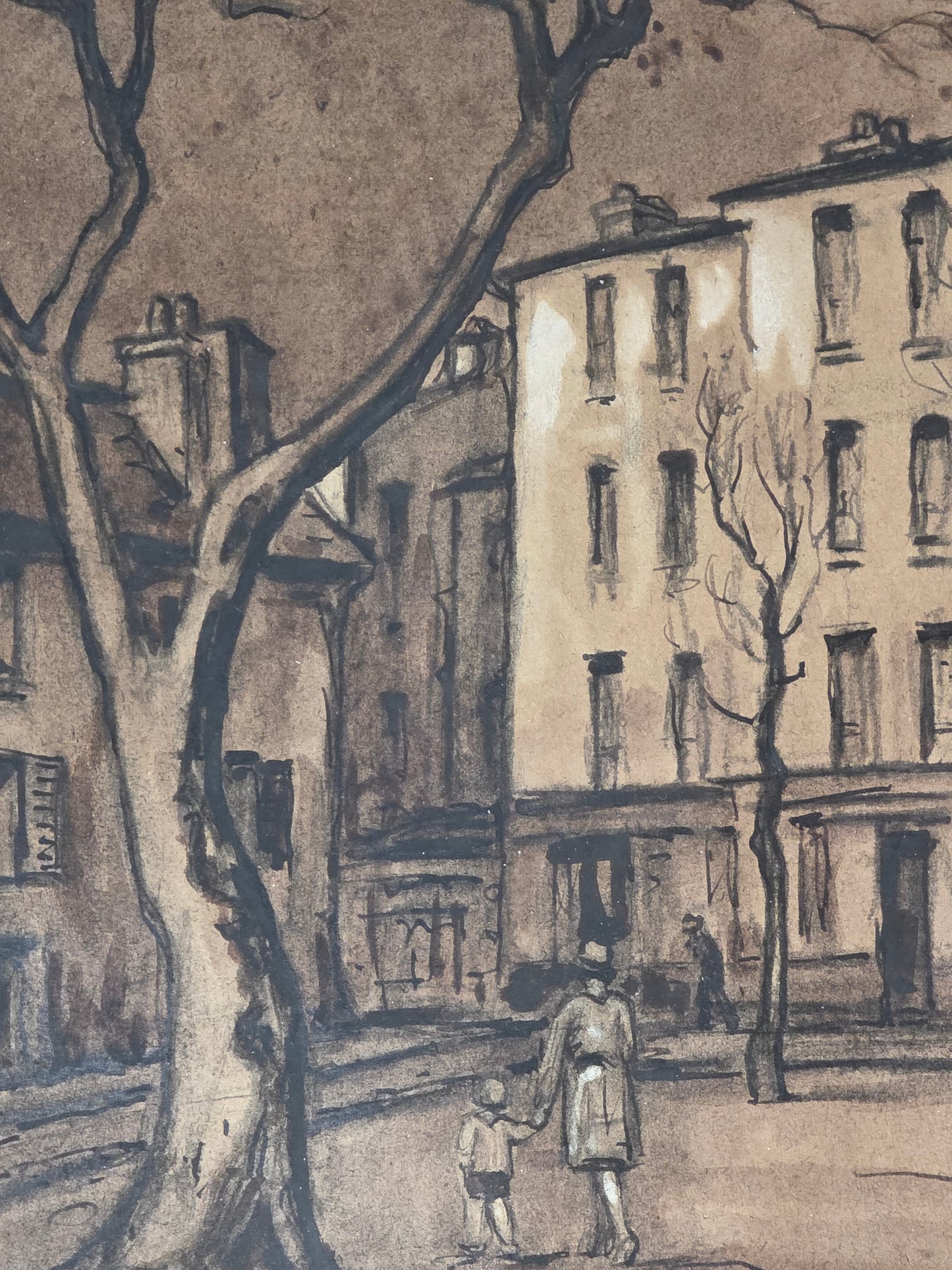 Aquarelle et encre Gustave Brachet "place du tertre" 1928
