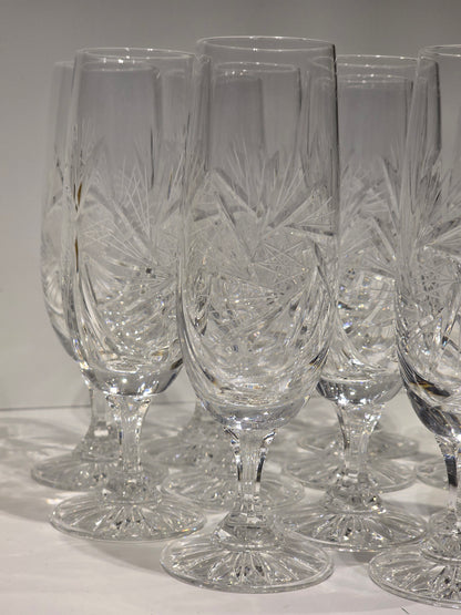 Lot de 11 flûtes Champagne cristal de Bohème