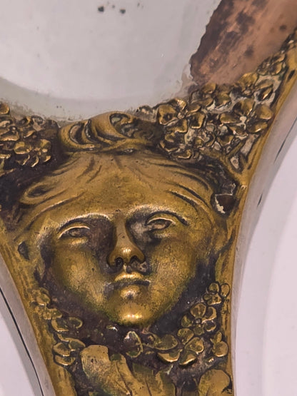 Miroir à main biseauté Bronze Art nouveau