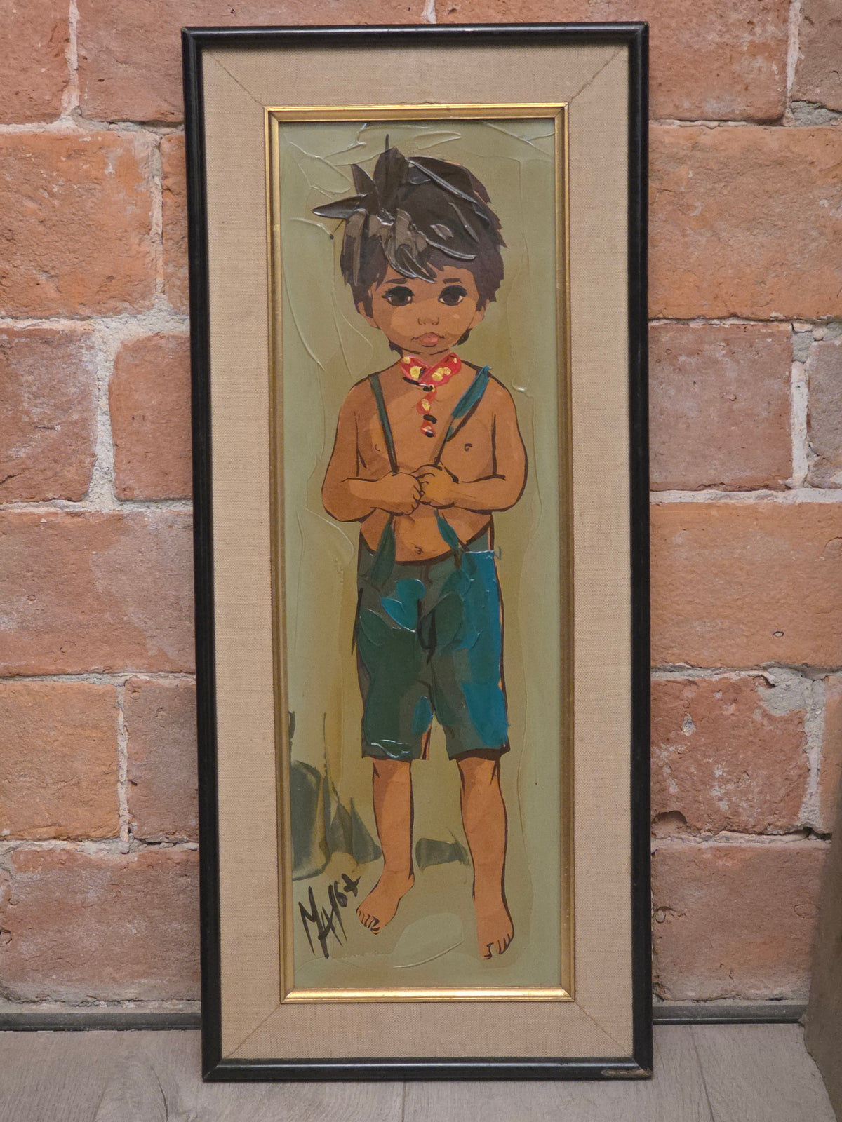 Paire d'enfants peinture au couteau Léon Gasser dit MAS années 60
