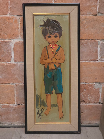 Paire d'enfants peinture au couteau Léon Gasser dit MAS années 60