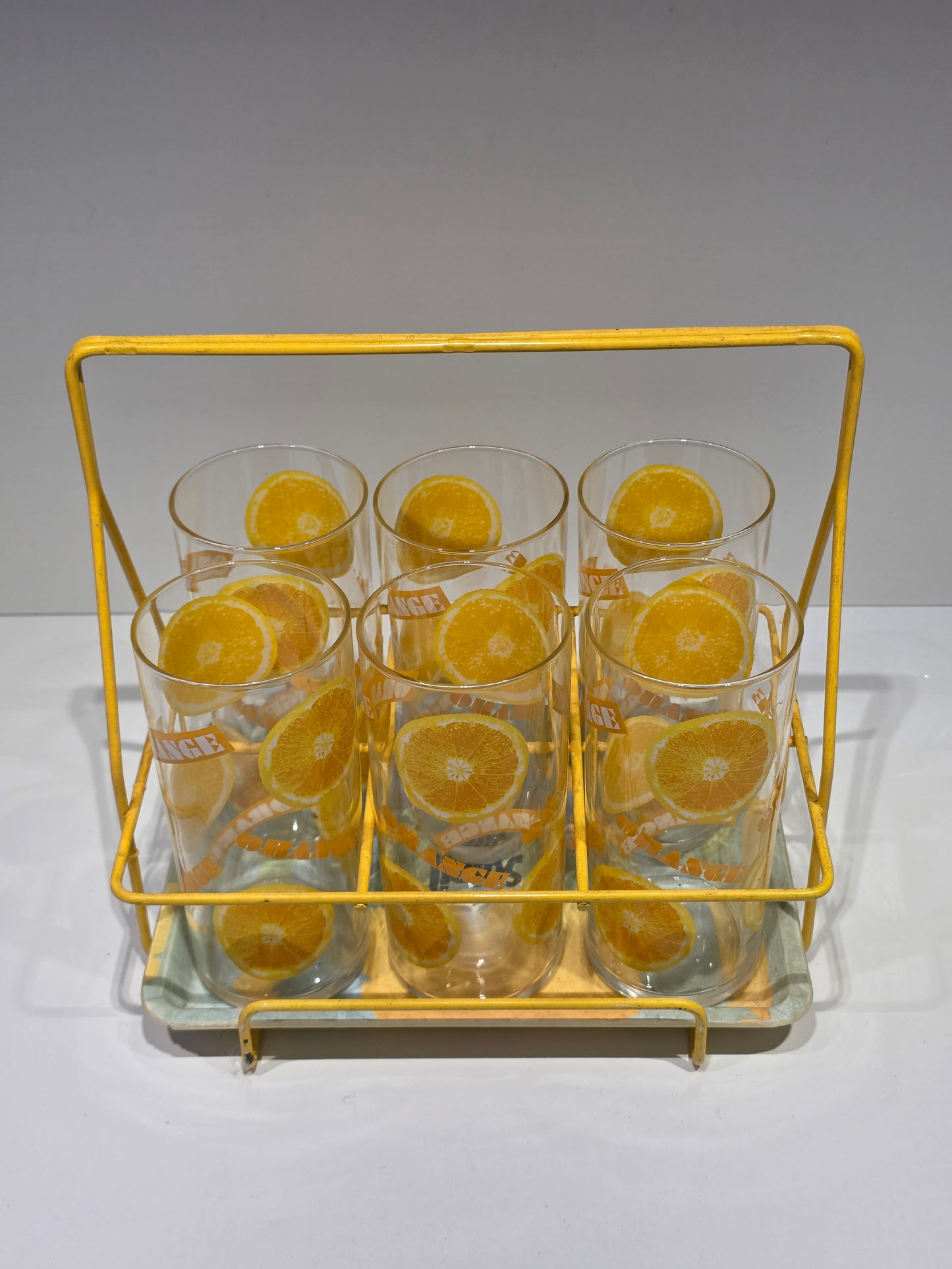 Lot de 6 verres à orangeade et son panier Soleil Citron