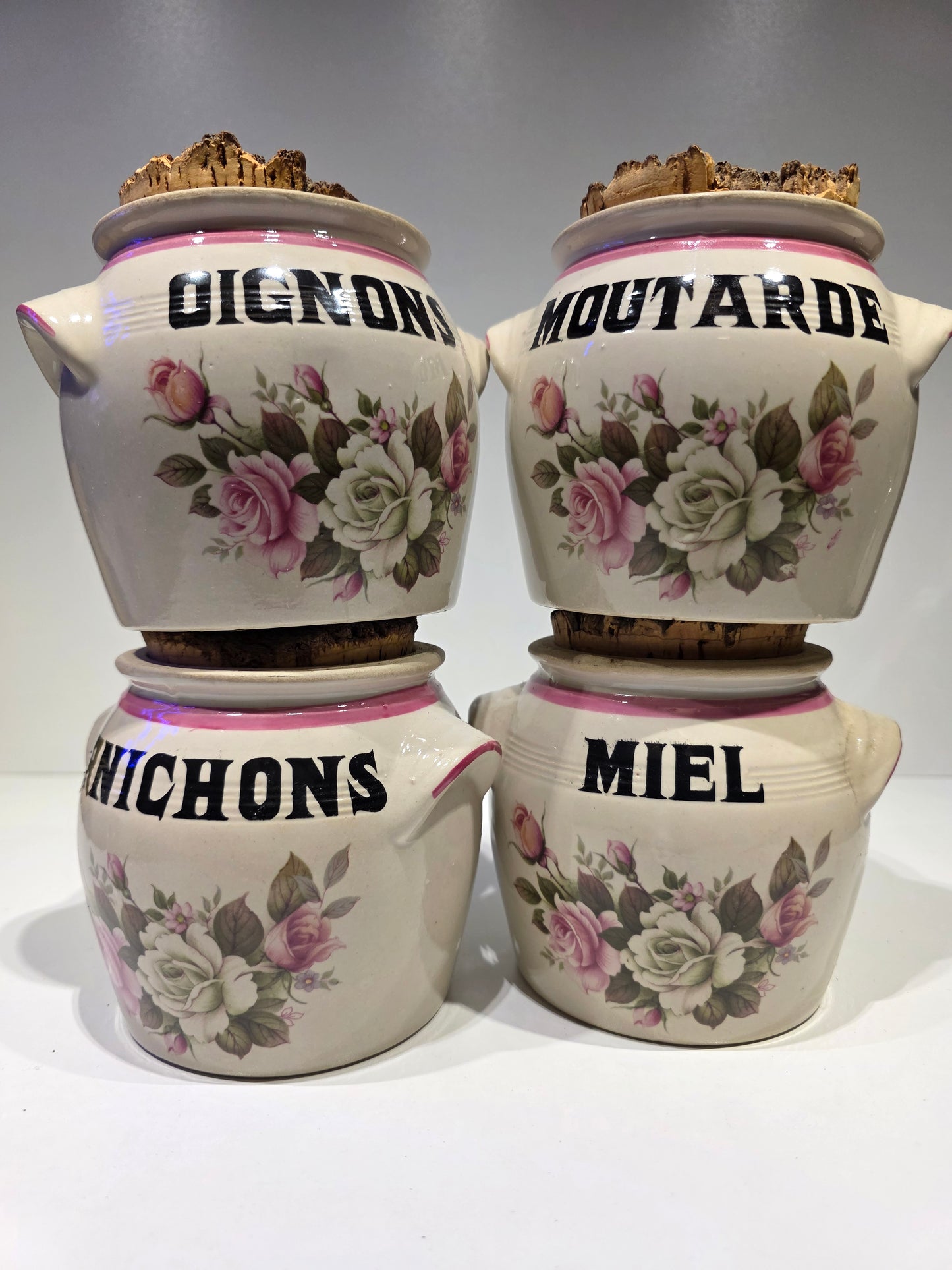 Série de 4 pots à condiments Digoin années 70