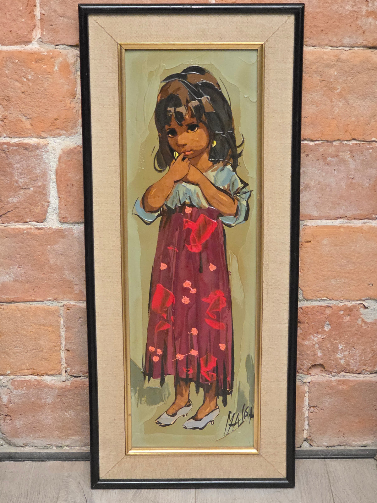 Paire d'enfants peinture au couteau Léon Gasser dit MAS années 60