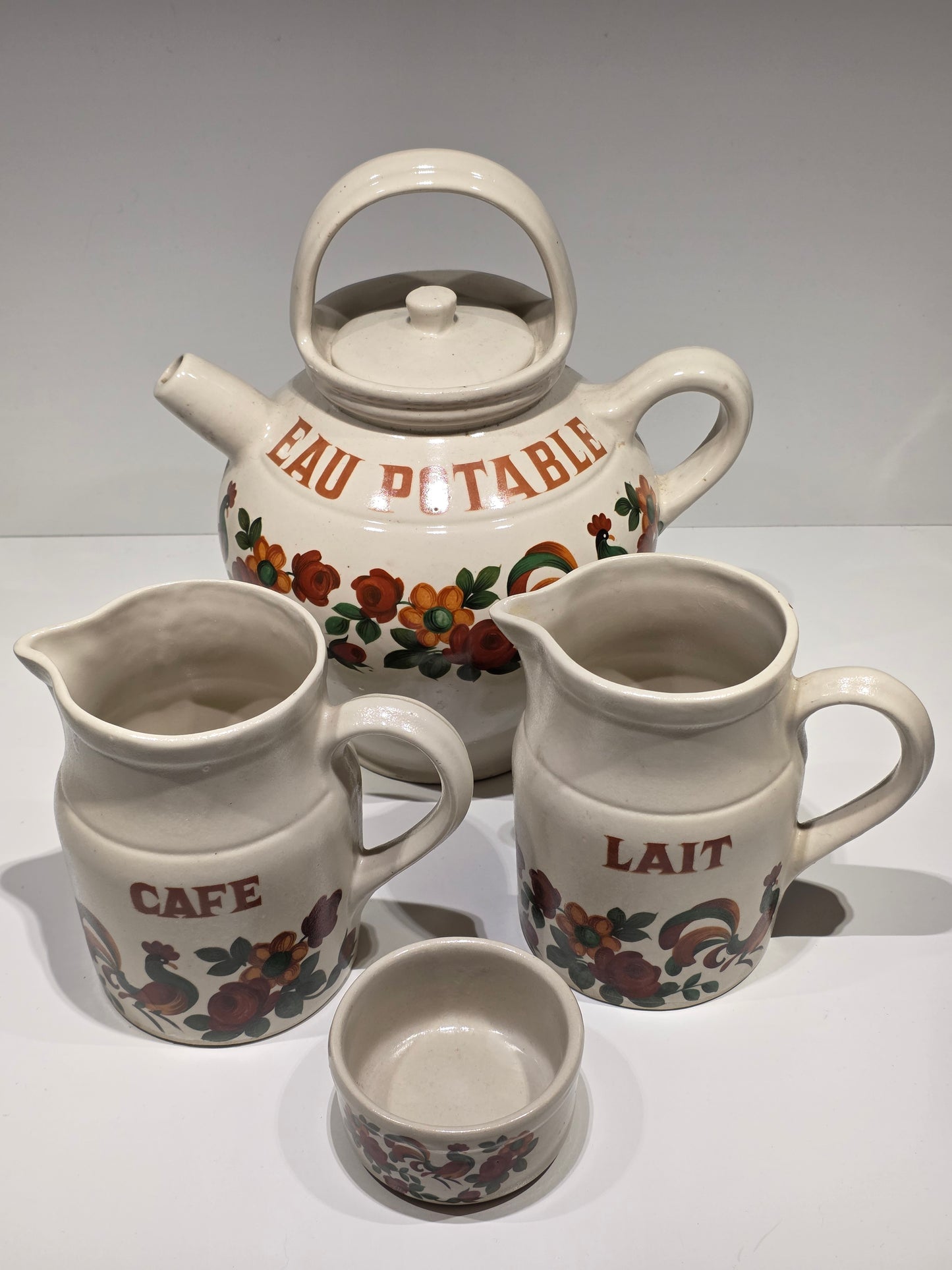 Série Digoin pots et Gargoulette motif coq 🐓