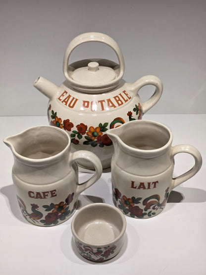 Série Digoin pots et Gargoulette motif coq 🐓