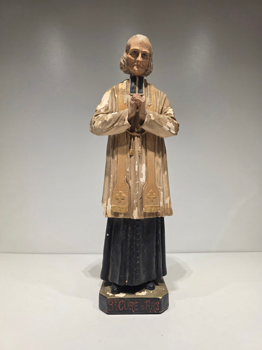 Statuette Religieuse Saint curé d’Ars en platre