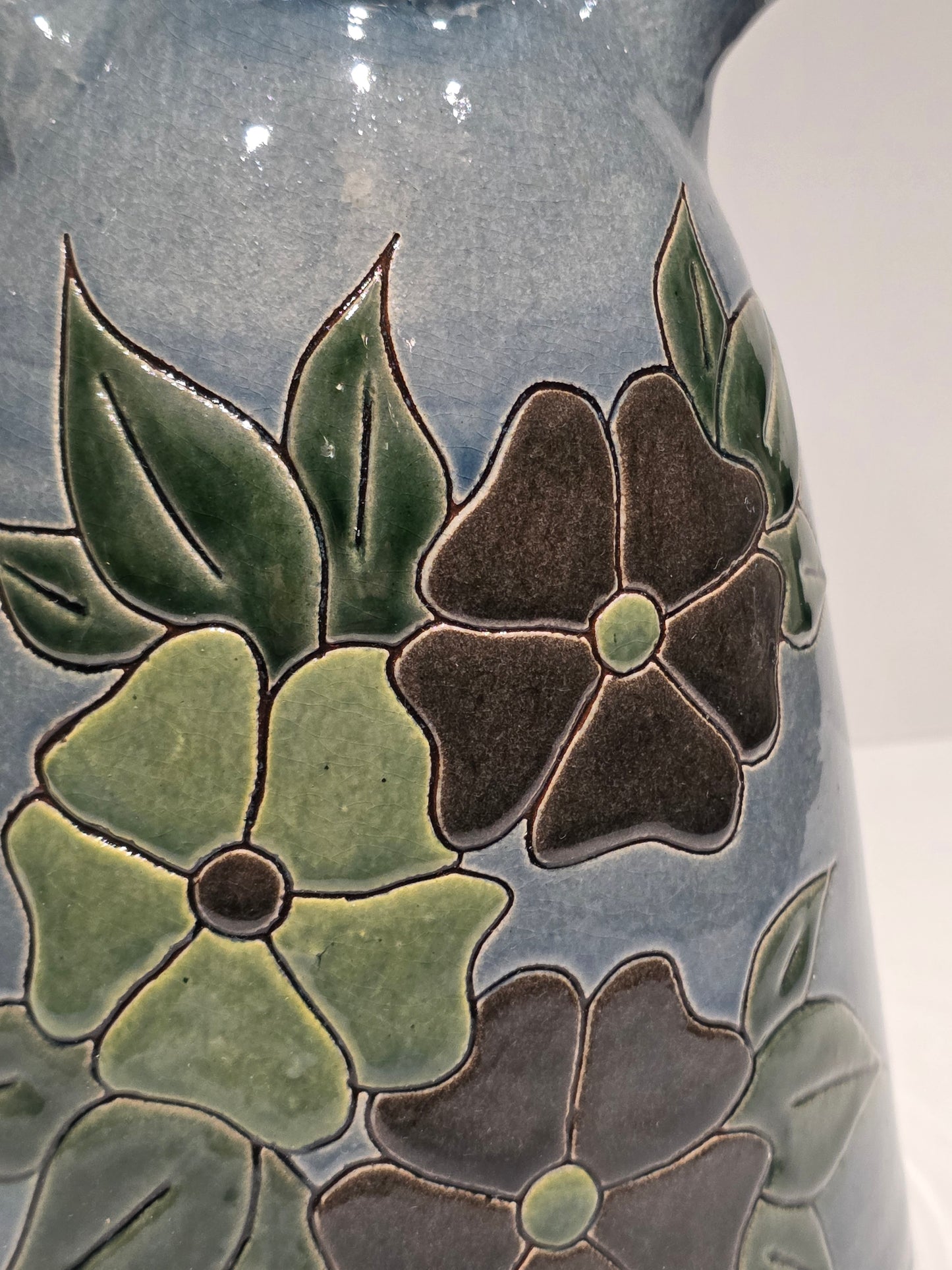 Cruche faience années 60 motif fleurs 🌸