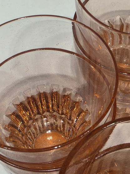 Lot de 10 verres gobelets rosaline années 50