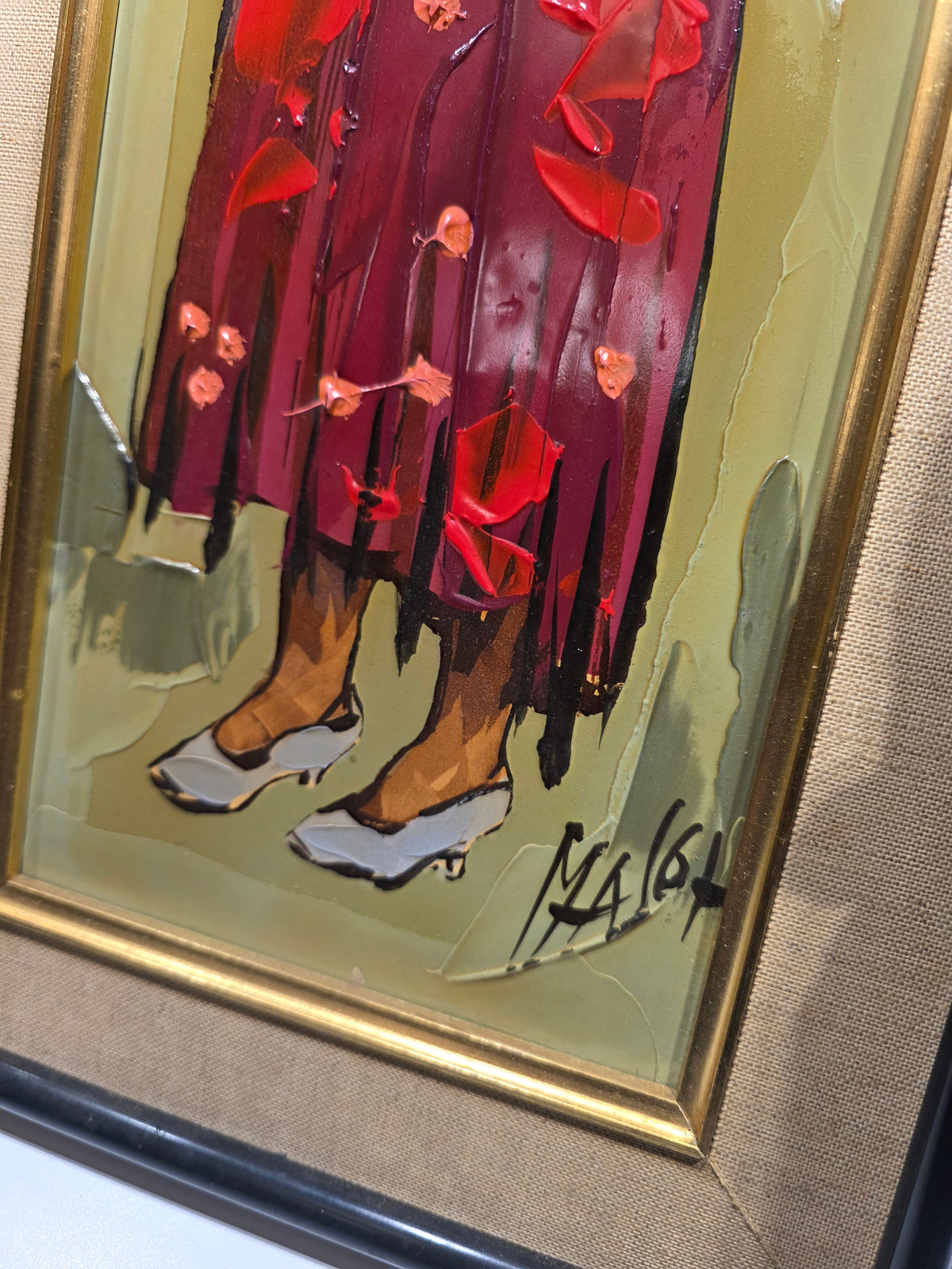 Paire d'enfants peinture au couteau Léon Gasser dit MAS années 60