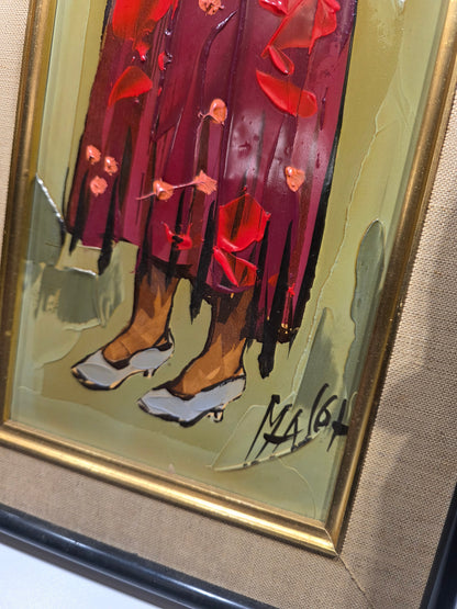 Paire d'enfants peinture au couteau Léon Gasser dit MAS années 60