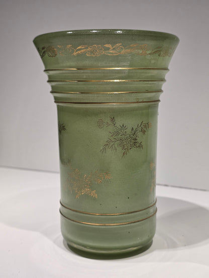 Vase en verre glacé et dorures années 50