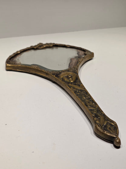 Miroir à main biseauté Bronze Art nouveau