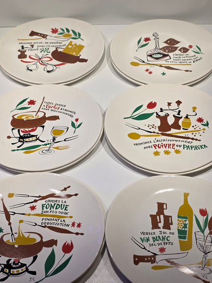 Service à Fondue "modèle" Thonon années 60. Plats et assiettes