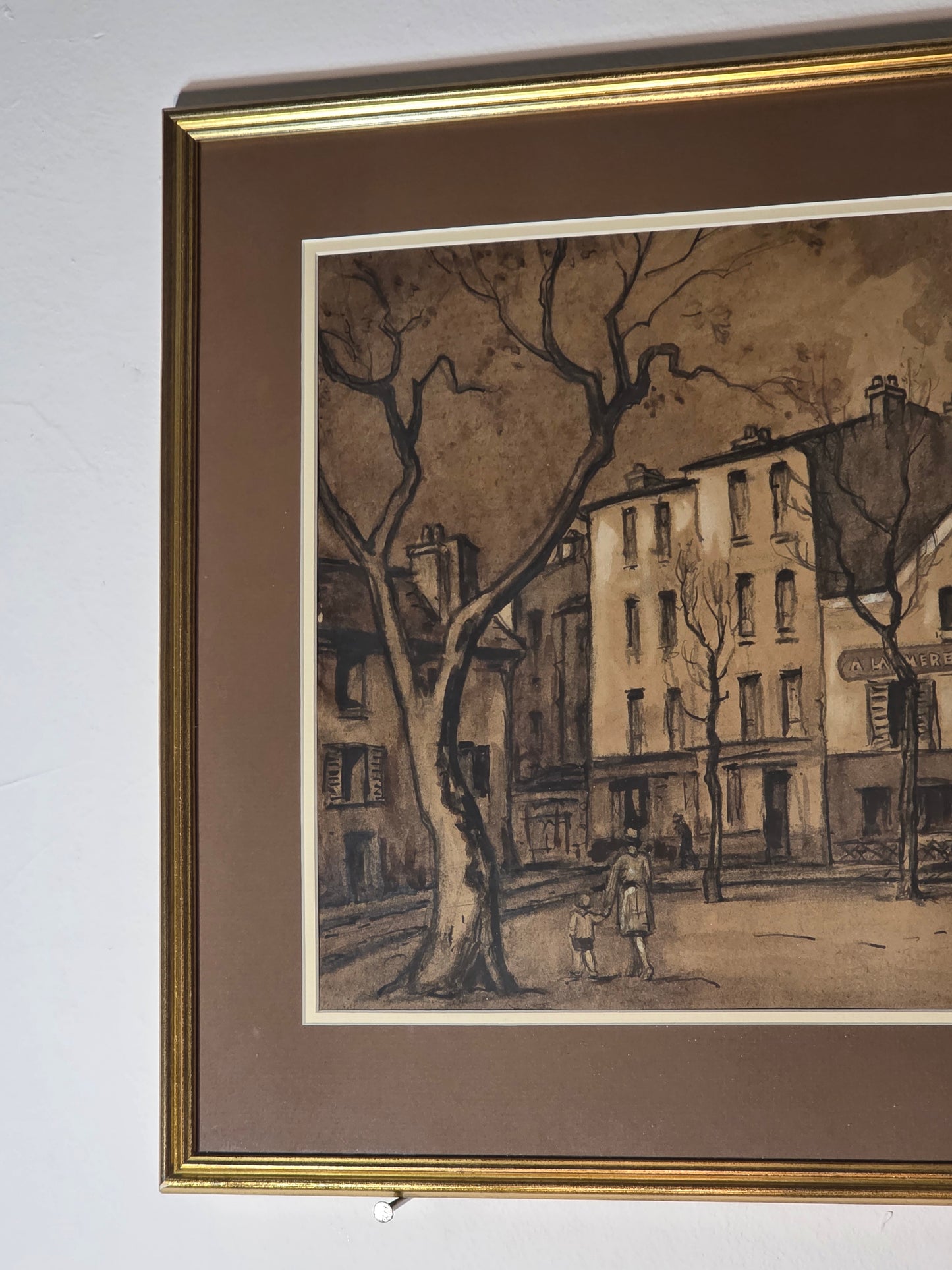 Aquarelle et encre Gustave Brachet "place du tertre" 1928