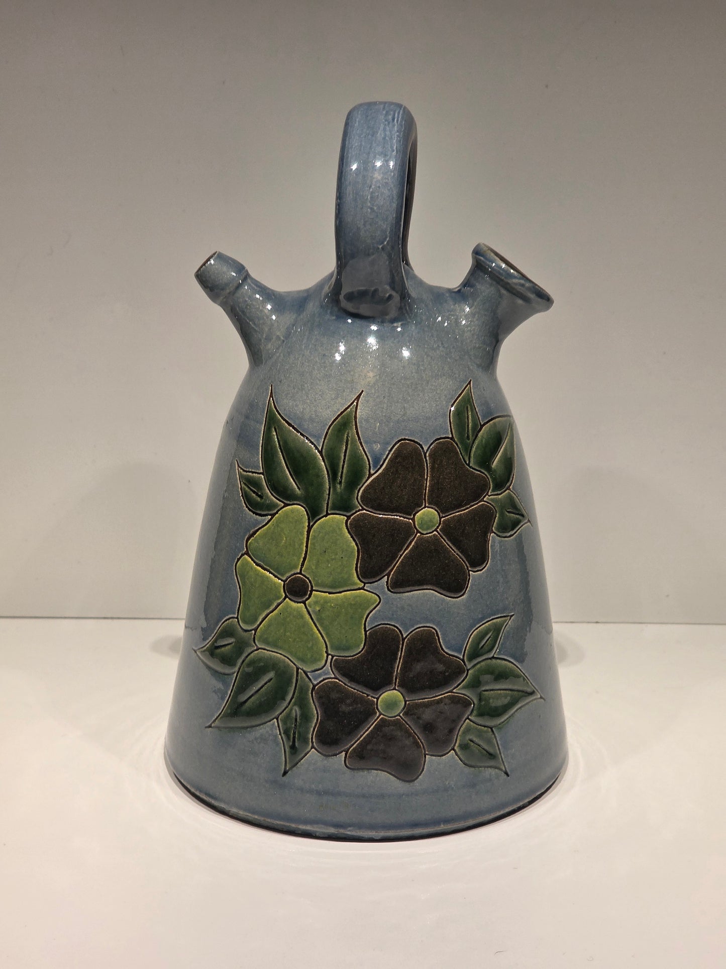 Cruche faience années 60 motif fleurs 🌸