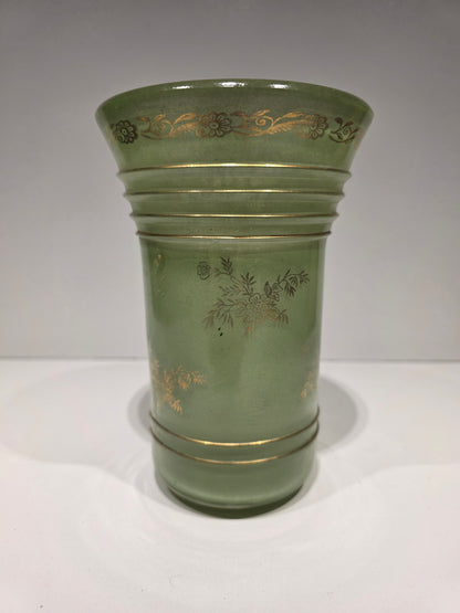 Vase en verre glacé et dorures années 50