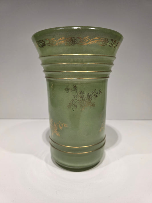 Vase en verre glacé et dorures années 50