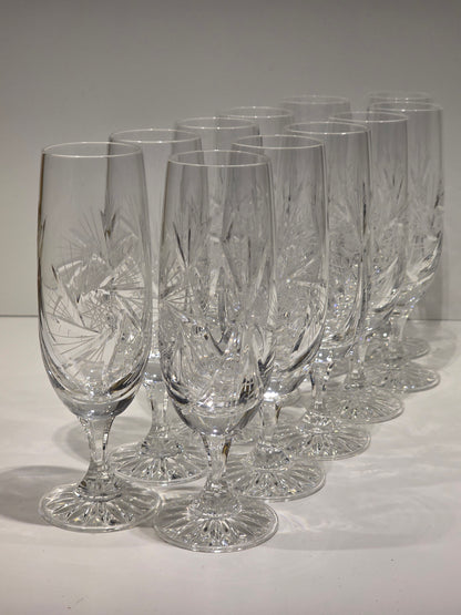 Lot de 11 flûtes Champagne cristal de Bohème
