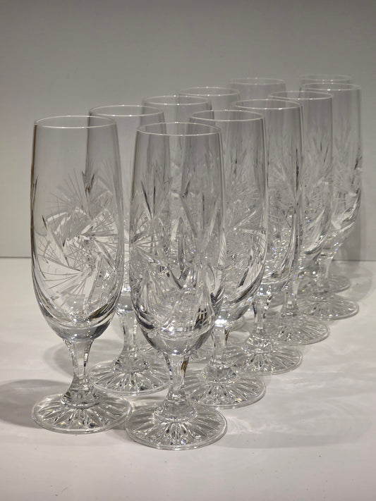 Lot de 11 flûtes Champagne cristal de Bohème