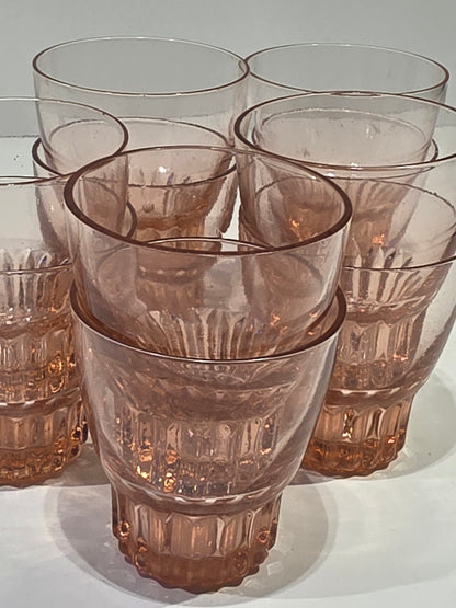 Lot de 10 verres gobelets rosaline années 50
