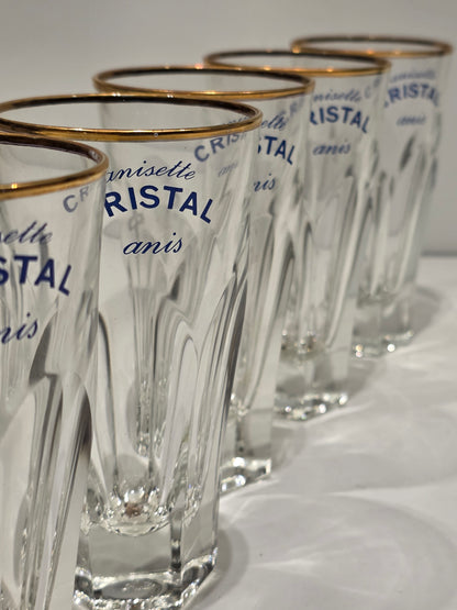 Lot de 6 verres "Cristal" Anis années 70 (état neuf)
