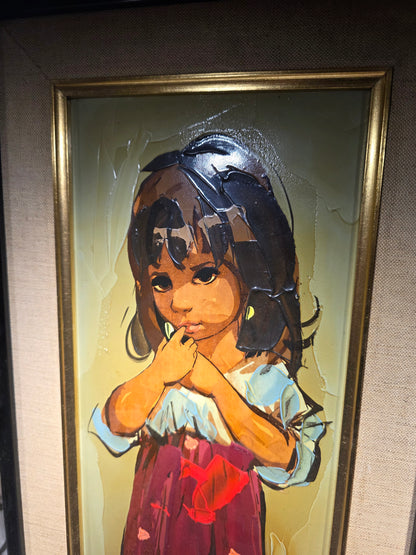 Paire d'enfants peinture au couteau Léon Gasser dit MAS années 60