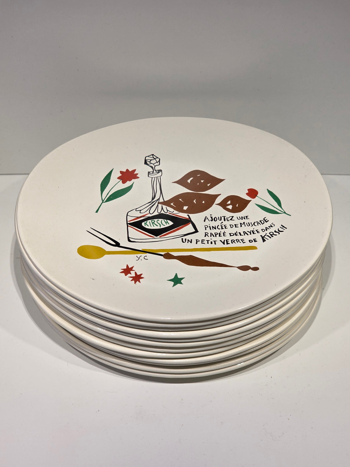Service à Fondue "modèle" Thonon années 60. Plats et assiettes