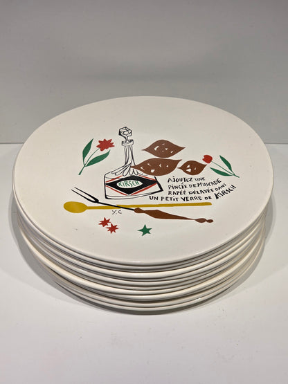Service à Fondue "modèle" Thonon années 60. Plats et assiettes