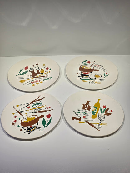 Service à Fondue "modèle" Thonon années 60. Plats et assiettes
