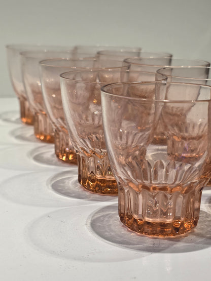 Lot de 10 verres gobelets rosaline années 50
