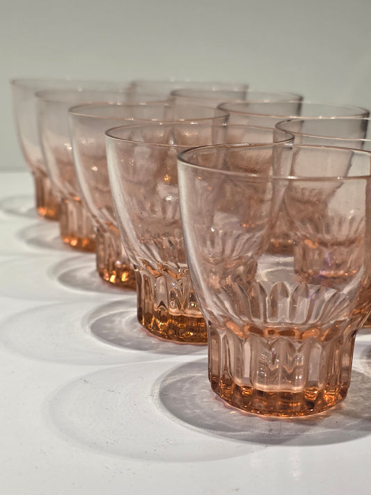 Lot de 10 verres gobelets rosaline années 50