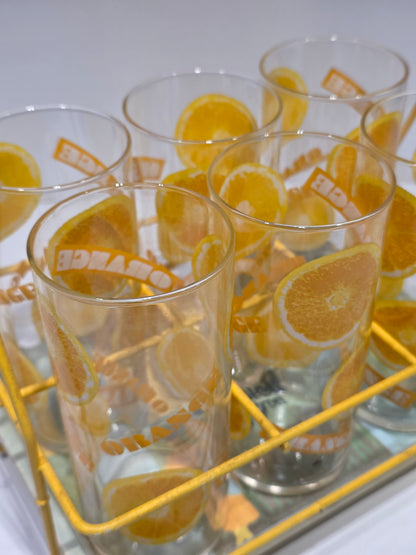 Lot de 6 verres à orangeade et son panier Soleil Citron