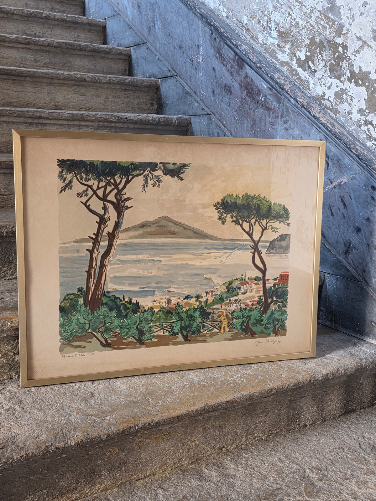 Lithographie Yves Brayer "Baie de Naples" avec certificat authenticité