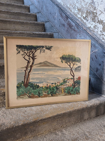 Lithographie Yves Brayer "Baie de Naples" avec certificat authenticité